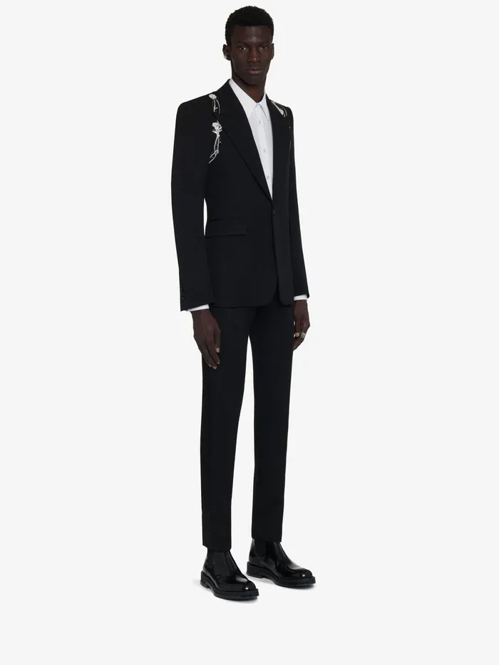 Men Jackets Alexander McQueen Pressed Flower Harness SingleBreasted Jacket Black