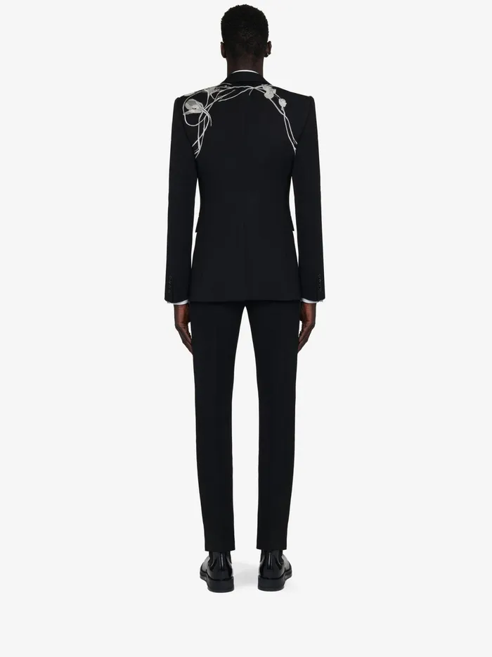Men Jackets Alexander McQueen Pressed Flower Harness SingleBreasted Jacket Black