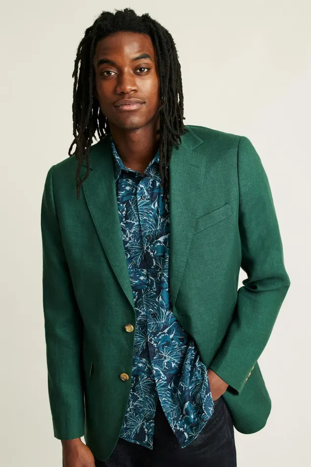 Men Jetsetter Italian Linen Blazer Mineral Green Bonobos Blazers and Sport Coats
