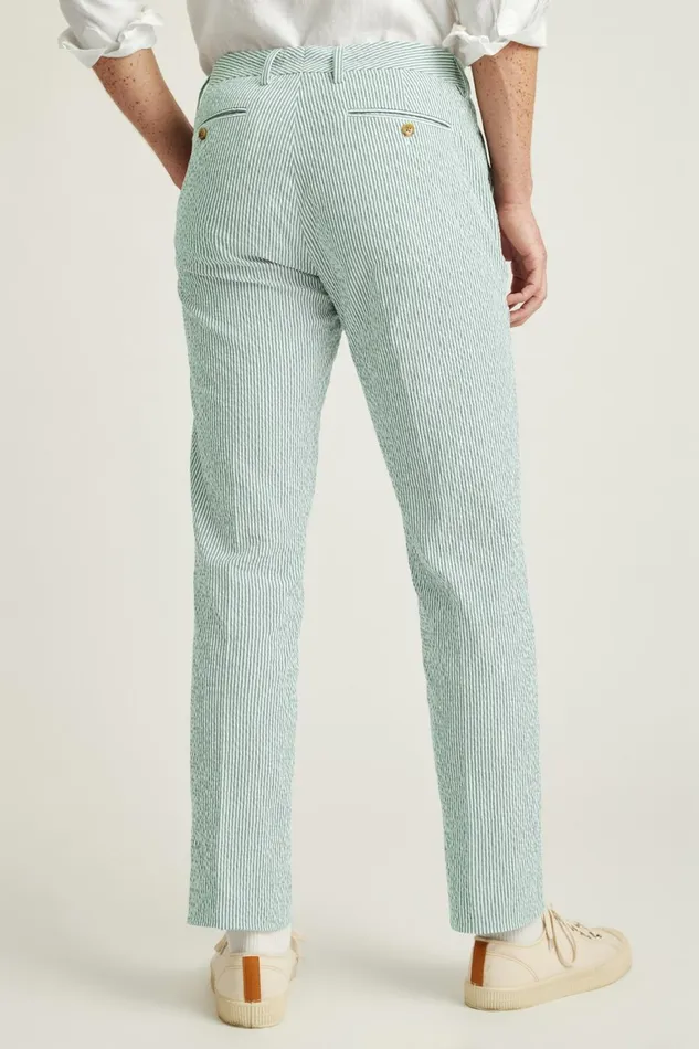 Men Jetsetter Italian Seersucker Dress Pant Olive And White Stripe Bonobos Dress Pants
