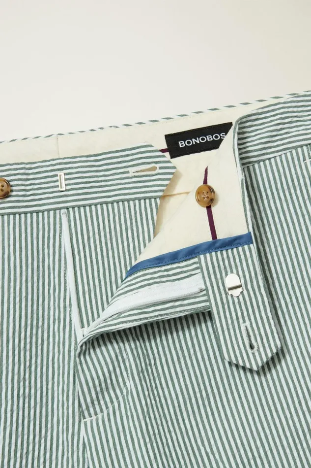 Men Jetsetter Italian Seersucker Dress Pant Olive And White Stripe Bonobos Dress Pants