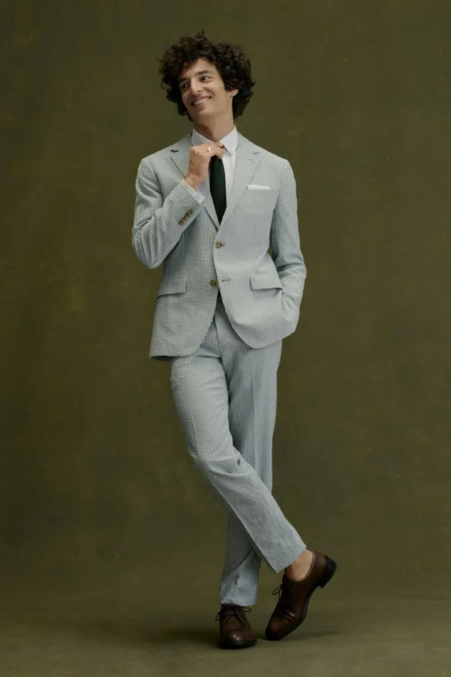 Men Jetsetter Italian Seersucker Dress Pant Olive And White Stripe Bonobos Dress Pants