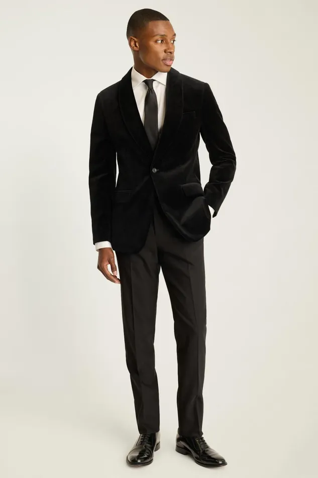 Men Jetsetter Italian Velvet Blazer Black Bonobos Blazers and Sport Coats