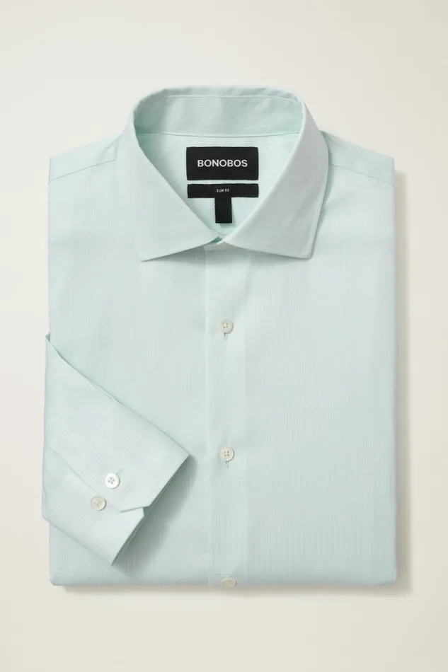 Men Jetsetter Stretch Dress Shirt Aqua Micro Houndstooth Bonobos Business Casual Shirts