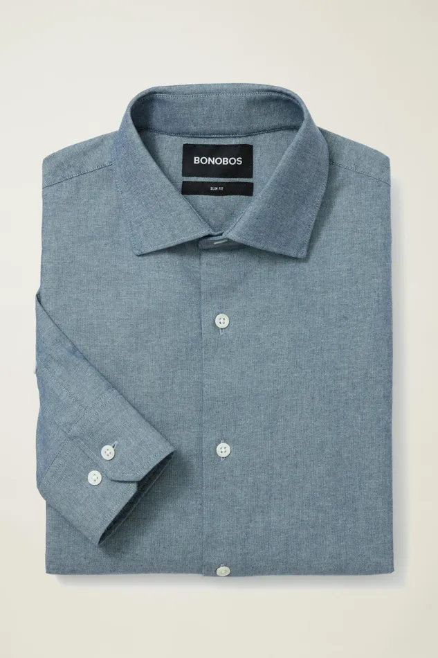 Men Jetsetter Stretch Dress Shirt Blue Chambray Bonobos Business Casual Shirts