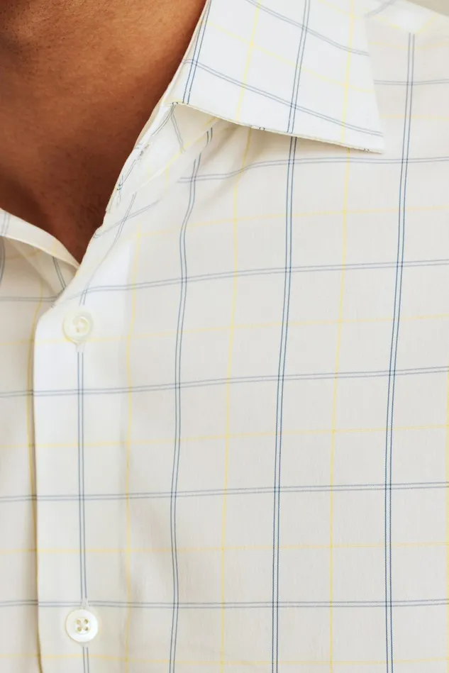 Men Jetsetter Stretch Dress Shirt Blue Yellow Windowpane Bonobos Business Casual Shirts