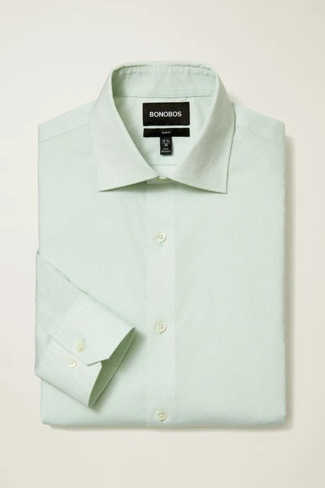 Men Jetsetter Stretch Dress Shirt English Ivy Green Geo Bonobos Business Casual Shirts