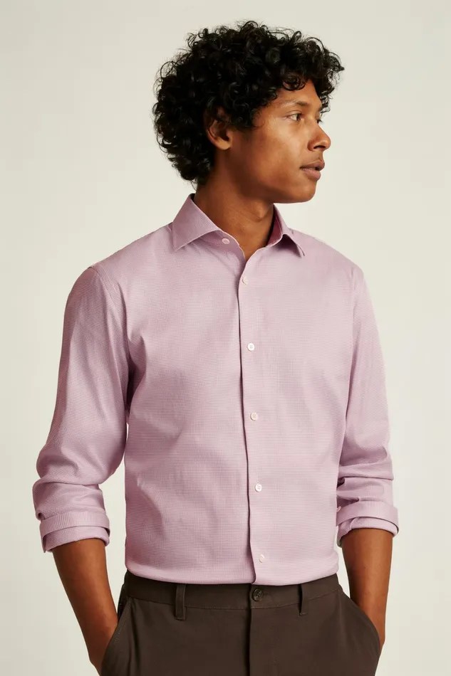 Men Jetsetter Stretch Dress Shirt Mauve Micro Houndstooth Bonobos Business Casual Shirts
