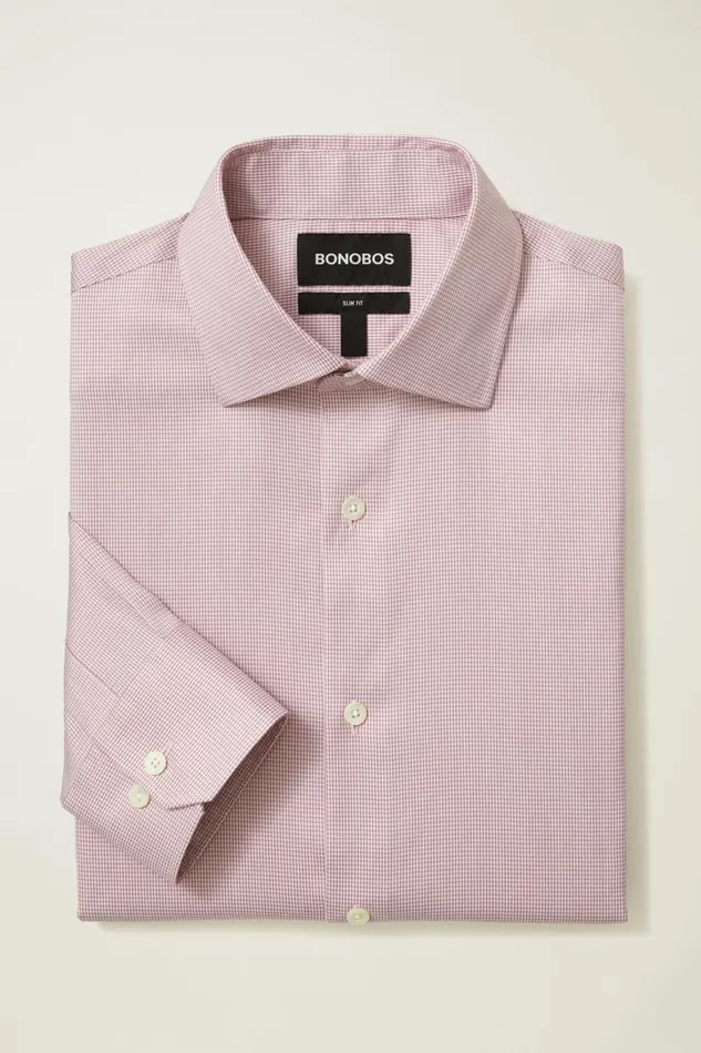 Men Jetsetter Stretch Dress Shirt Mauve Micro Houndstooth Bonobos Business Casual Shirts
