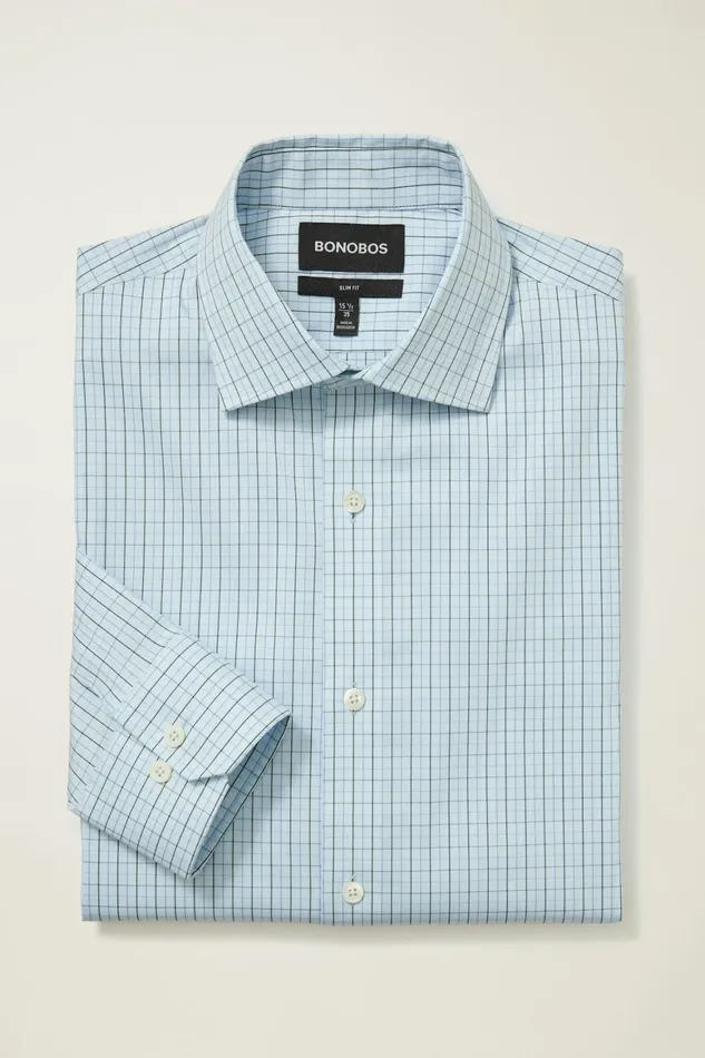 Men Jetsetter Stretch Dress Shirt Nantucket Breeze Plaid Bonobos Business Casual Shirts