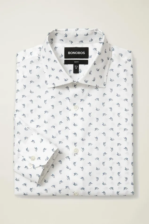 Men Jetsetter Stretch Dress Shirt Navy Catch Of The Day Bonobos Business Casual Shirts