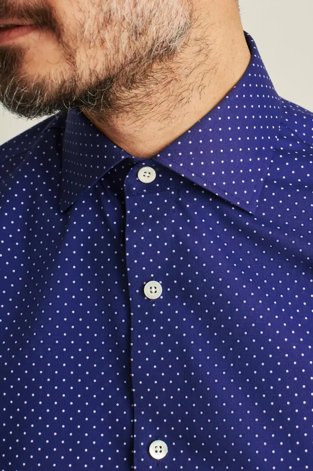 Men Jetsetter Stretch Dress Shirt Navy Purple Dot Bonobos Business Casual Shirts