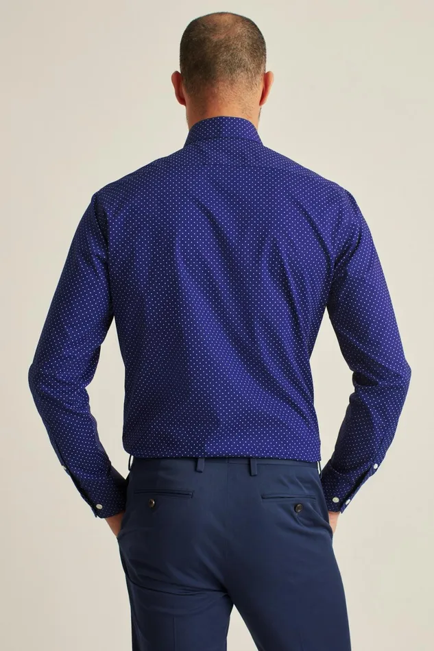 Men Jetsetter Stretch Dress Shirt Navy Purple Dot Bonobos Business Casual Shirts