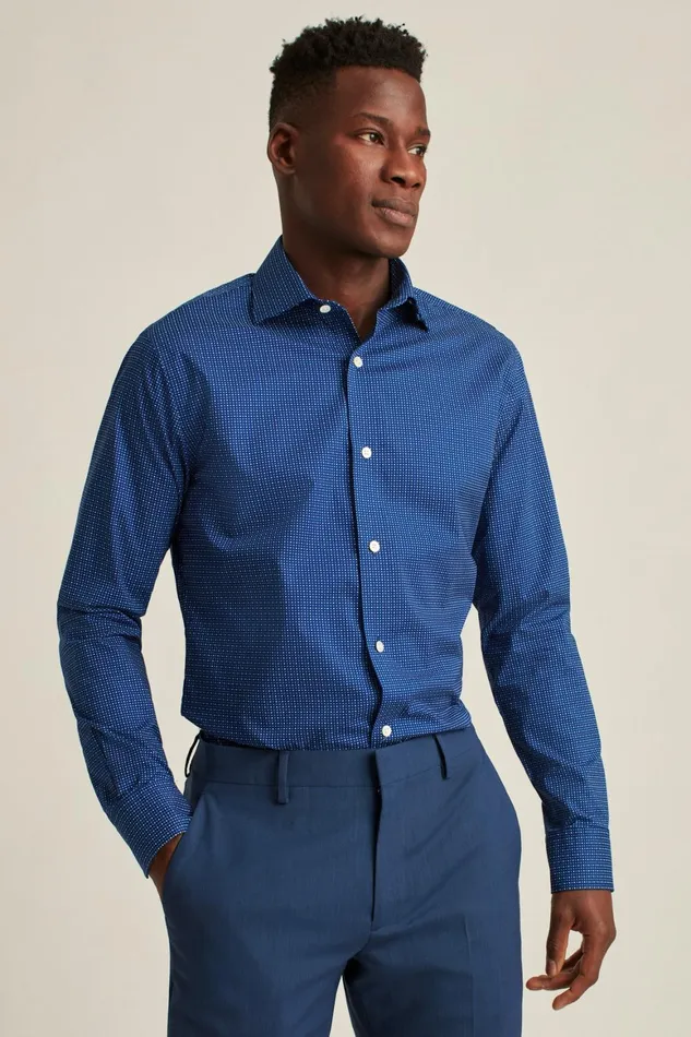 Men Jetsetter Stretch Dress Shirt Rainstorm Dot Bonobos Business Casual Shirts