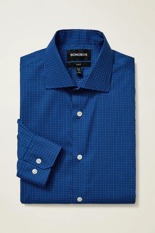 Men Jetsetter Stretch Dress Shirt Rainstorm Dot Bonobos Business Casual Shirts