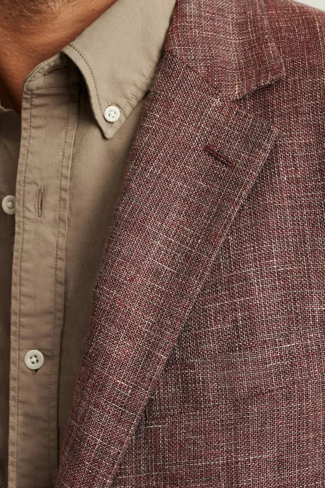 Men Jetsetter Unconstructed Italian Blazer Berry Basketweave Bonobos Blazers and Sport Coats
