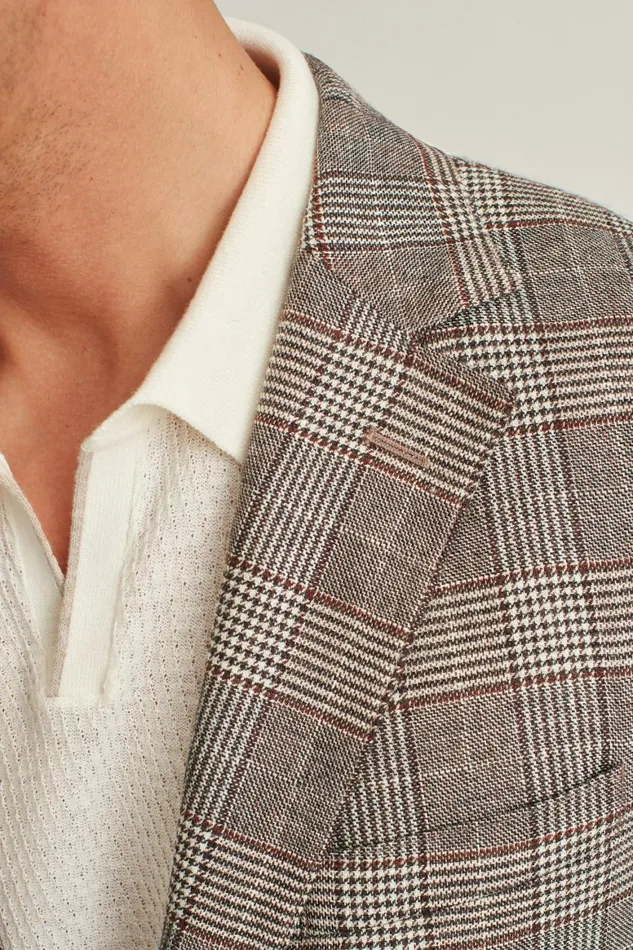 Men Jetsetter Unconstructed Italian Wool Blazer Grey Brown Glen Plaid Bonobos Blazers and Sport Coats