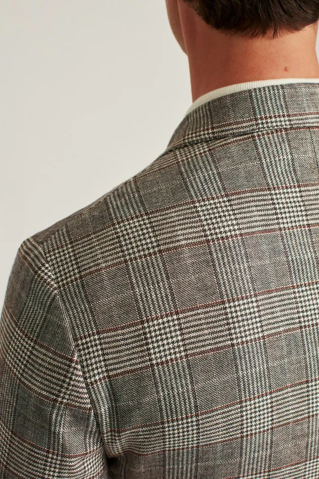 Men Jetsetter Unconstructed Italian Wool Blazer Grey Brown Glen Plaid Bonobos Blazers and Sport Coats