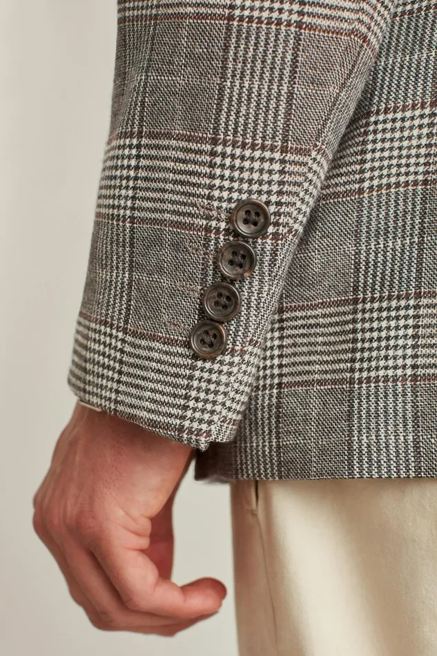 Men Jetsetter Unconstructed Italian Wool Blazer Grey Brown Glen Plaid Bonobos Blazers and Sport Coats