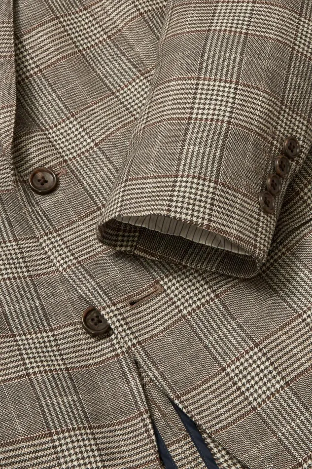 Men Jetsetter Unconstructed Italian Wool Blazer Grey Brown Glen Plaid Bonobos Blazers and Sport Coats