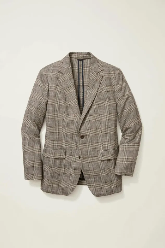 Men Jetsetter Unconstructed Italian Wool Blazer Grey Brown Glen Plaid Bonobos Blazers and Sport Coats