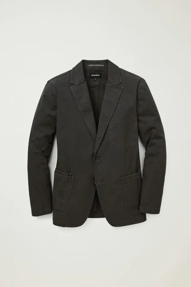 Men Jetsetter Washed Cotton Blazer Washed Black Bonobos Blazers and Sport Coats