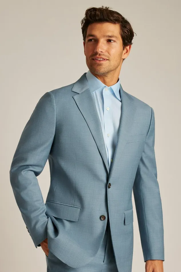 Men Jetsetter Wool Blazer Light Blue Windowpane Bonobos Blazers and Sport Coats