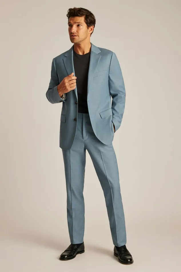 Men Jetsetter Wool Blazer Light Blue Windowpane Bonobos Blazers and Sport Coats