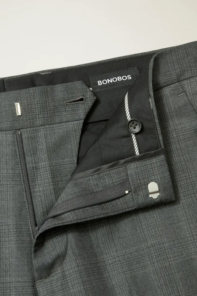 Men Jetsetter Wool Dress Pant Charcoal Glen Check Bonobos Dress Pants