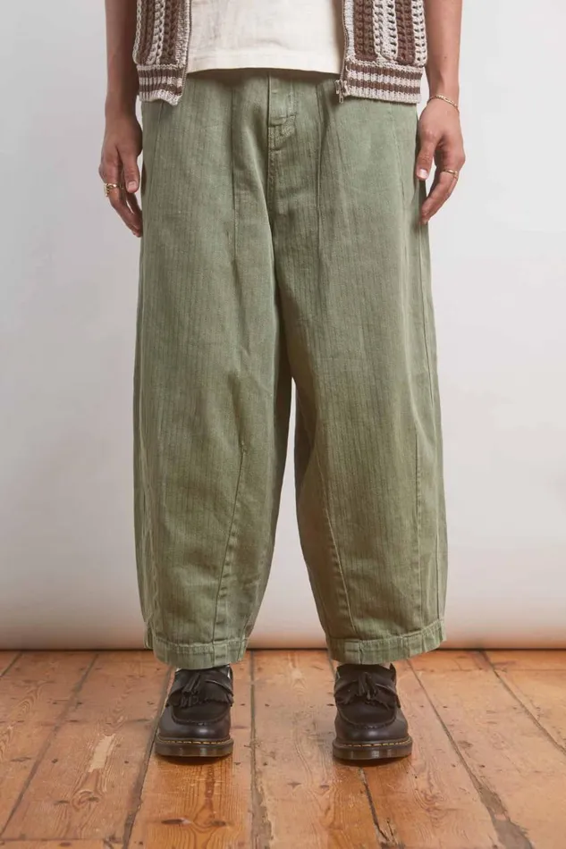 Men Khaki Herringbone Balloon Fit Pants Jaded London Trousers and Pants