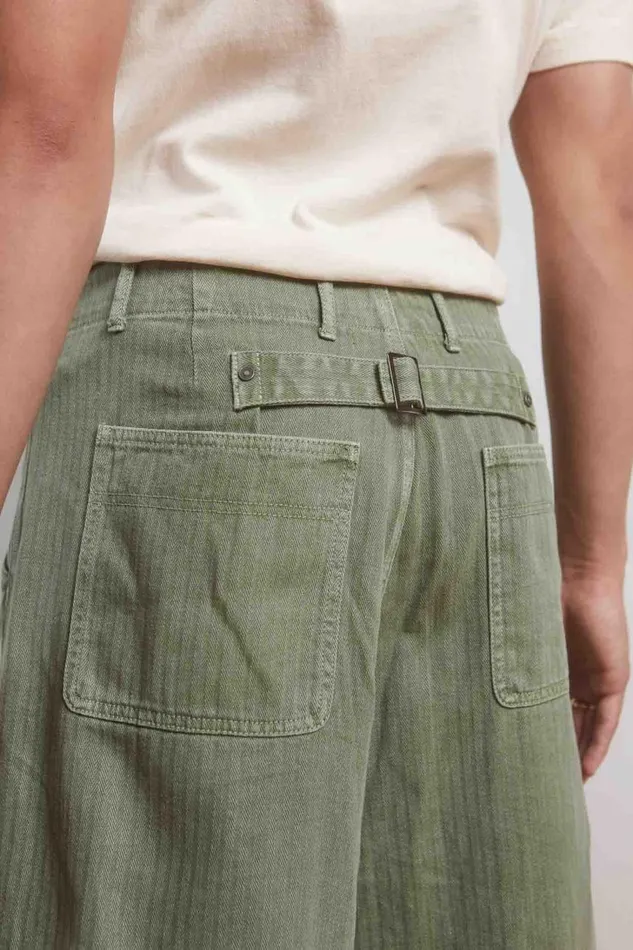 Men Khaki Herringbone Balloon Fit Pants Jaded London Trousers and Pants