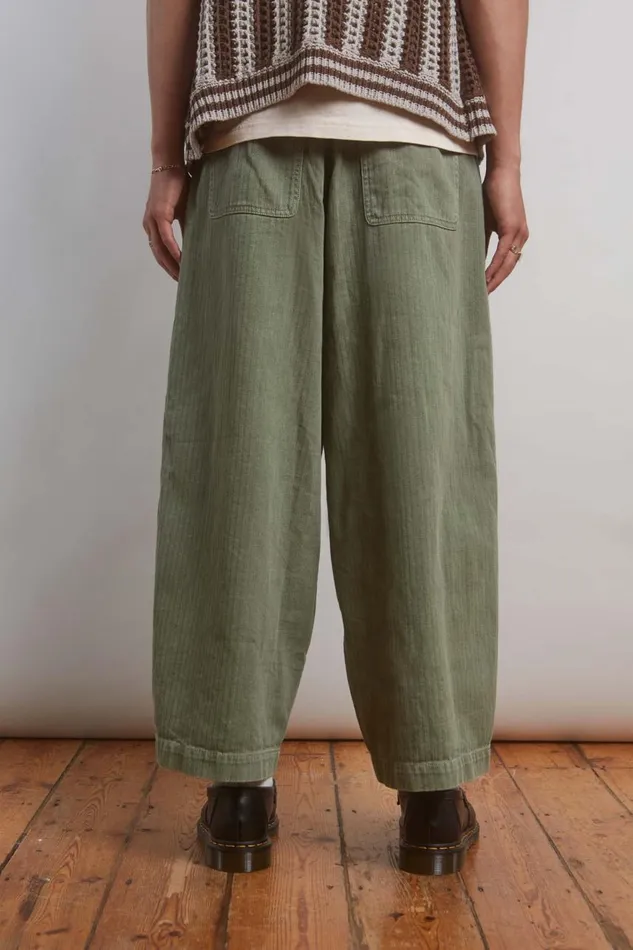Men Khaki Herringbone Balloon Fit Pants Jaded London Trousers and Pants
