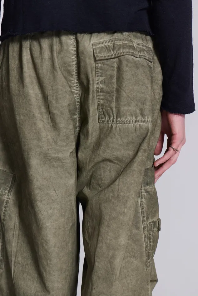Men Khaki Oil Wash Parachute Cargo Pants Jaded London Parachute Pants