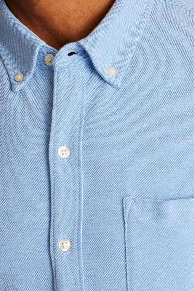 Men Knit Oxford Shirt Muted Cerulean Blue Bonobos Casual Shirts