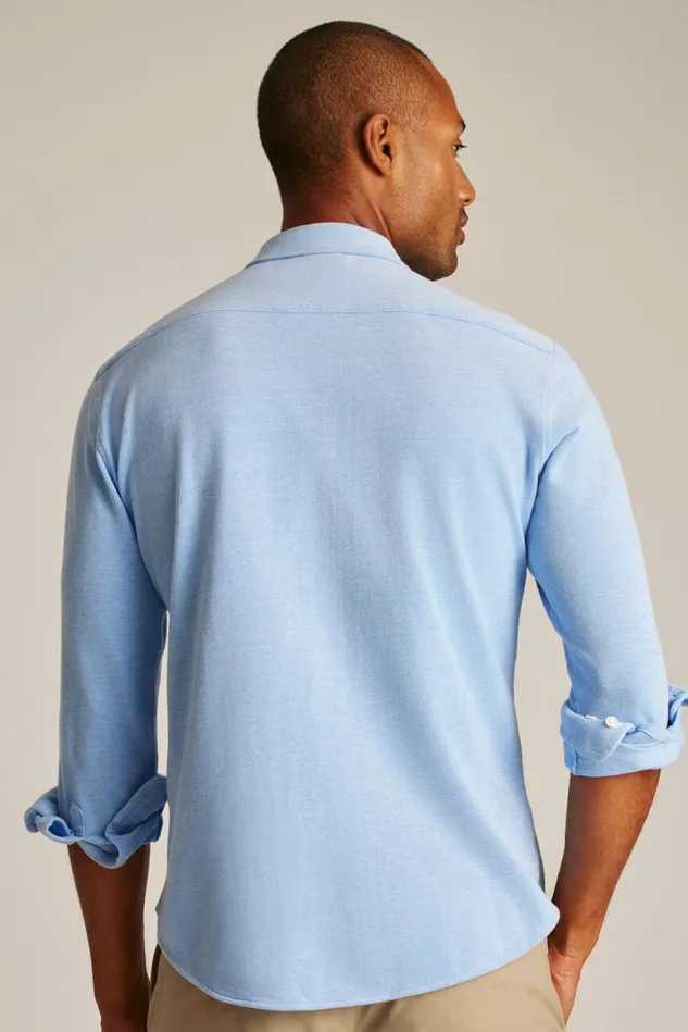 Men Knit Oxford Shirt Muted Cerulean Blue Bonobos Casual Shirts
