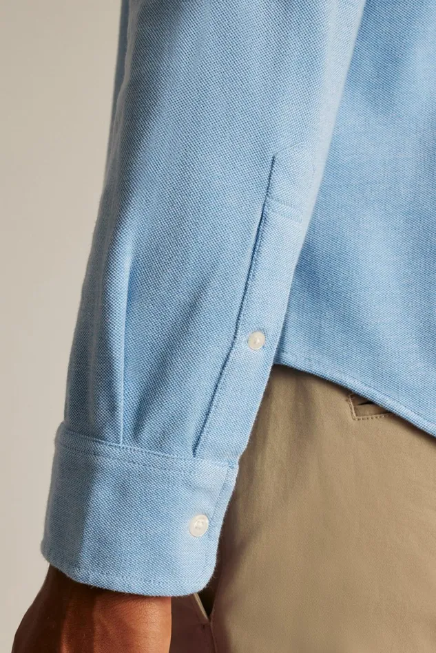 Men Knit Oxford Shirt Muted Cerulean Blue Bonobos Casual Shirts