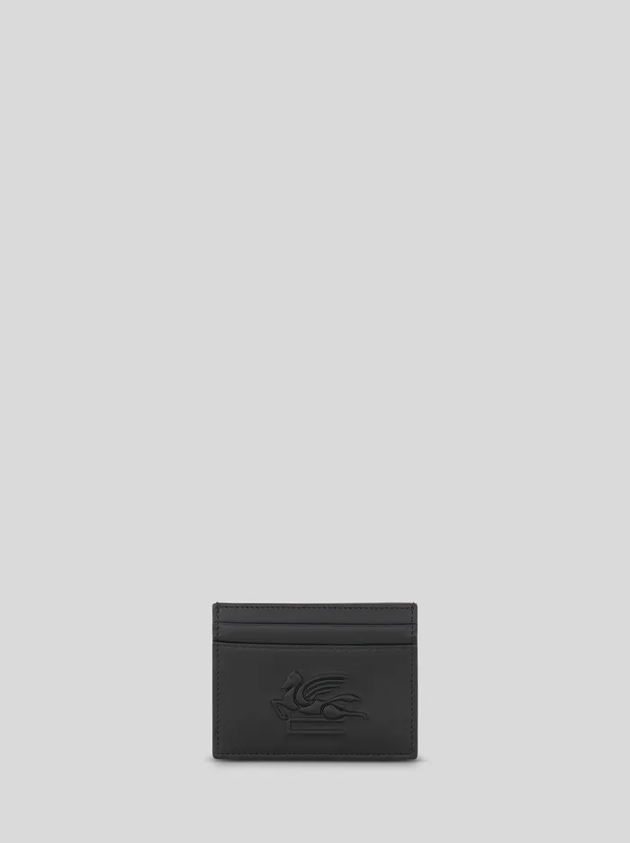 Men Leather Card Holder With Pegaso Etro Wallets And Credit Card Holder