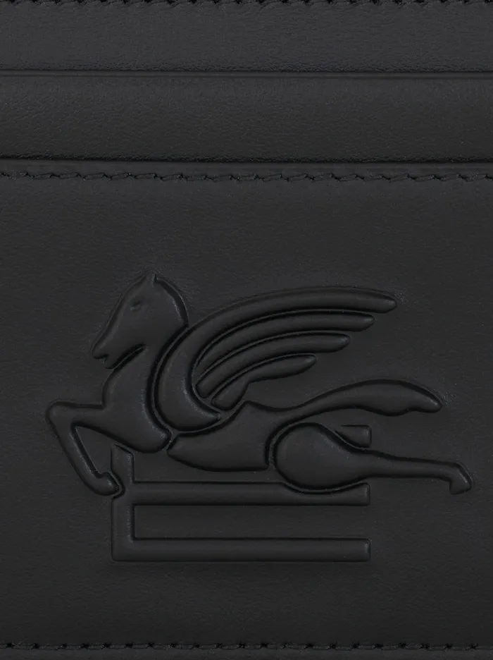 Men Leather Card Holder With Pegaso Etro Wallets And Credit Card Holder