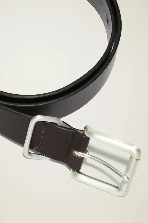 Men Leather Jeans Belt Brown With Brushed Nickel Bonobos Belts
