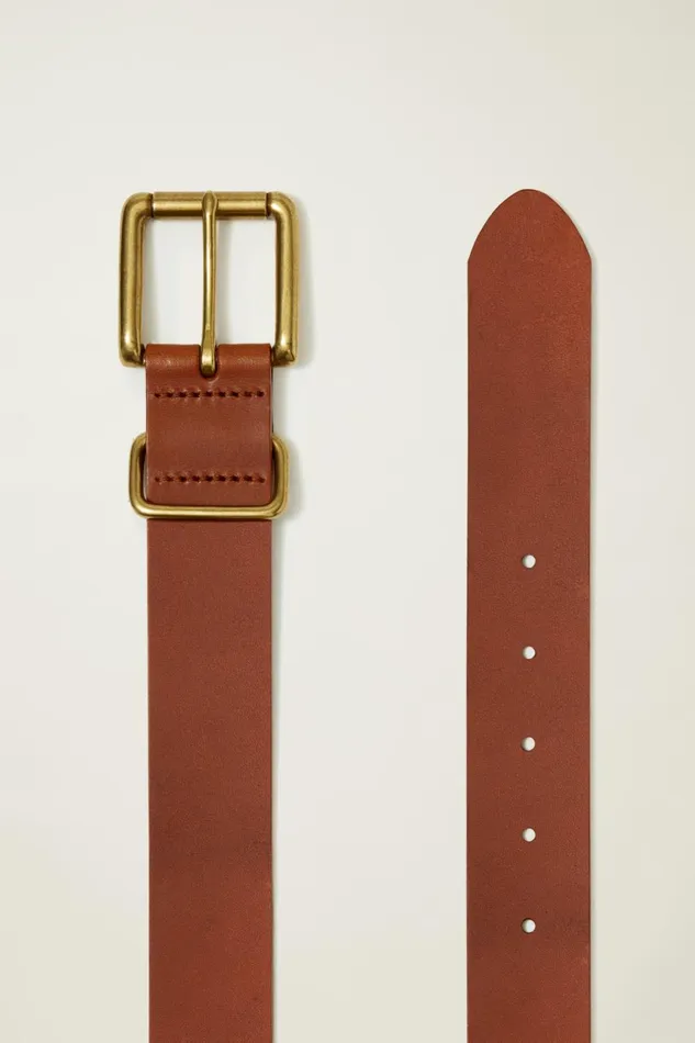 Men Leather Jeans Belt Light Brown With Bronze Bonobos Belts