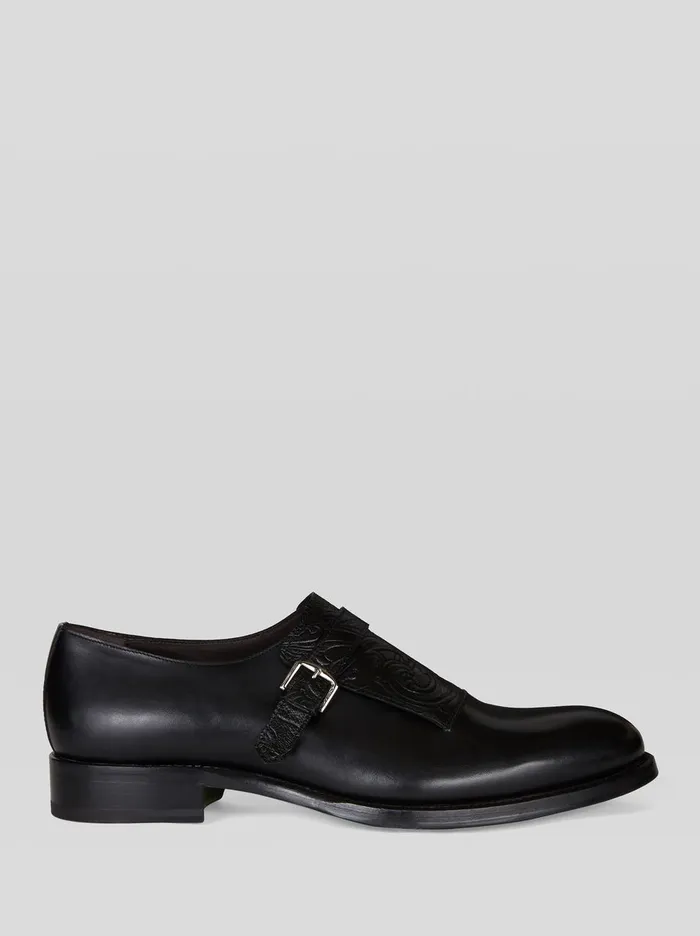 Men Leather Monk Straps With Paisley Pattern Etro LaceUp Shoes