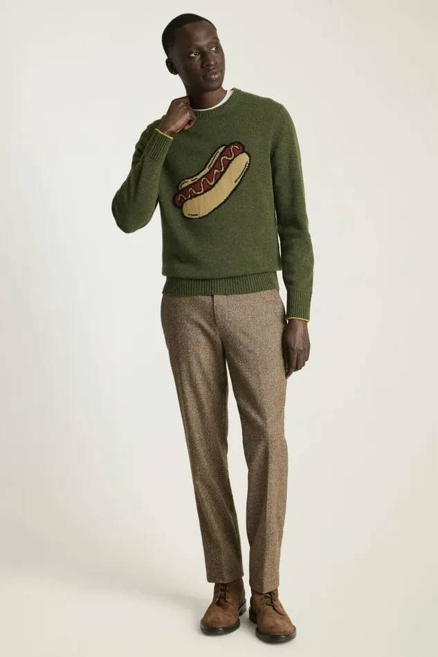 Men Let Me Be Frank Sweater Relish Green Bonobos Crew and VNeck Sweaters