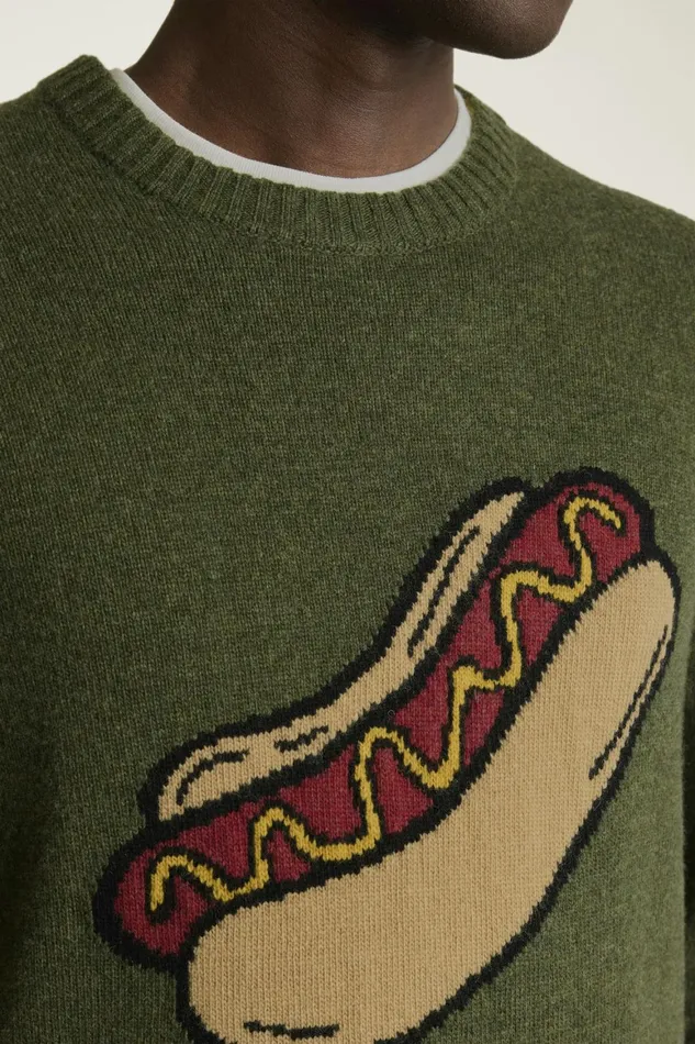Men Let Me Be Frank Sweater Relish Green Bonobos Crew and VNeck Sweaters