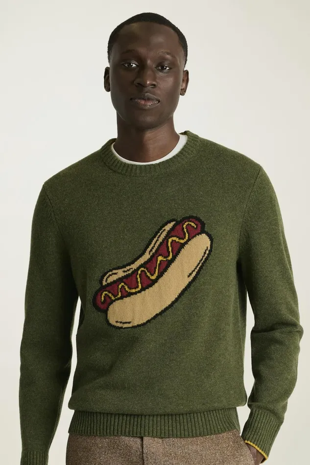 Men Let Me Be Frank Sweater Relish Green Bonobos Crew and VNeck Sweaters