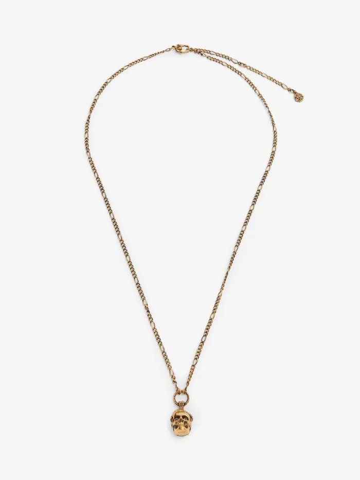 Men Necklaces Alexander McQueen Victorian Skull Necklace Antique Gold