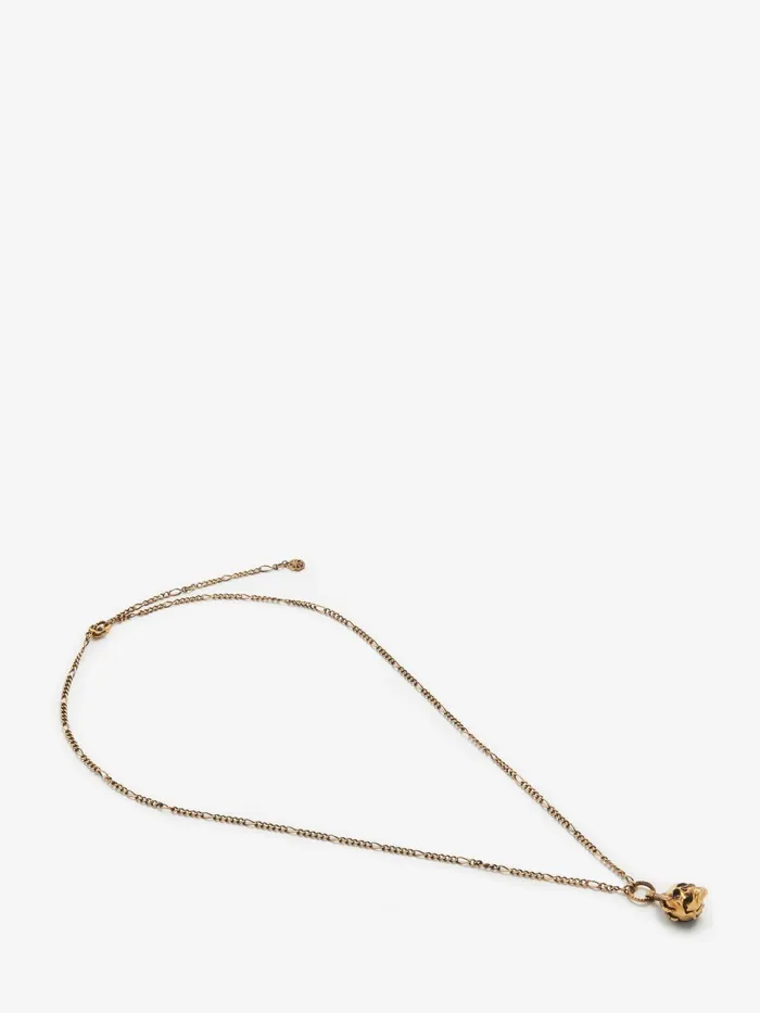 Men Necklaces Alexander McQueen Victorian Skull Necklace Antique Gold