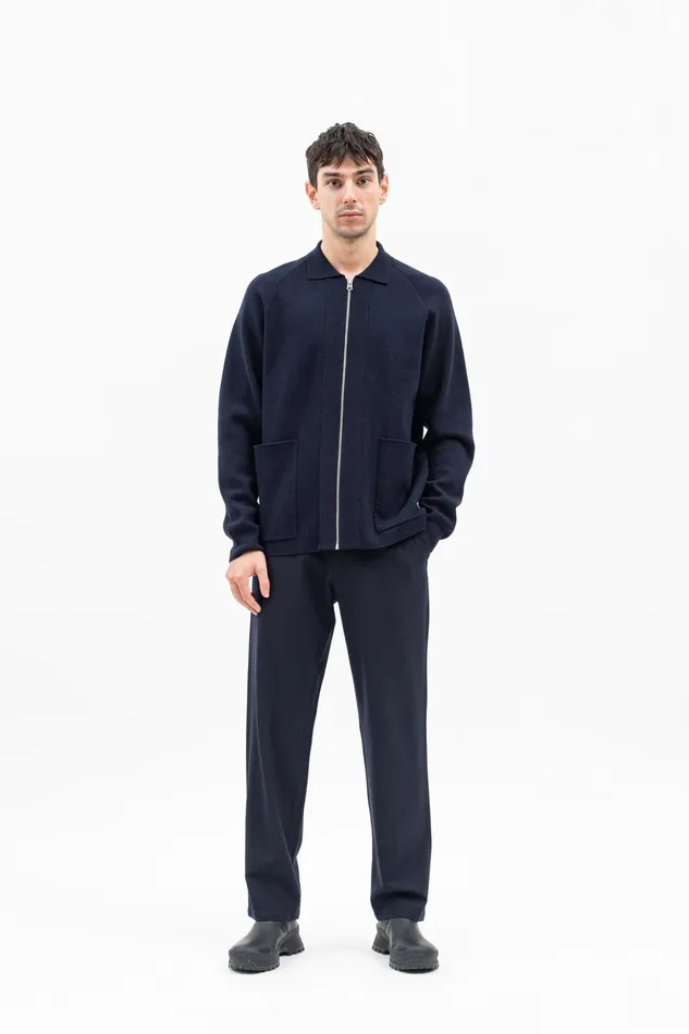 Men Norse Projects Knitwear Bjarne Milano Full Zip Jacket Dark Navy