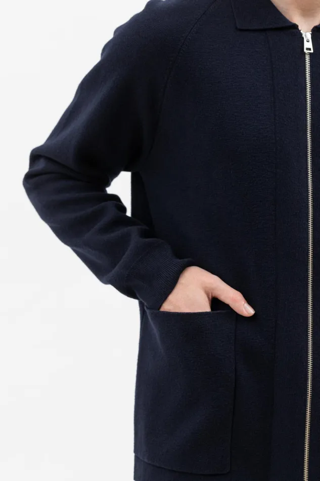 Men Norse Projects Knitwear Bjarne Milano Full Zip Jacket Dark Navy