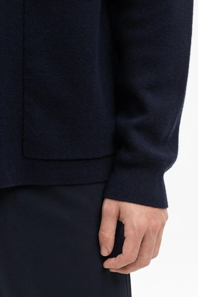 Men Norse Projects Knitwear Bjarne Milano Full Zip Jacket Dark Navy