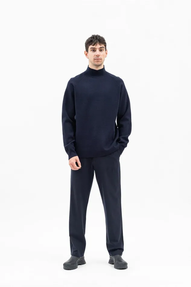 Men Norse Projects Knitwear Bruce Milano Mock Neck Dark Navy